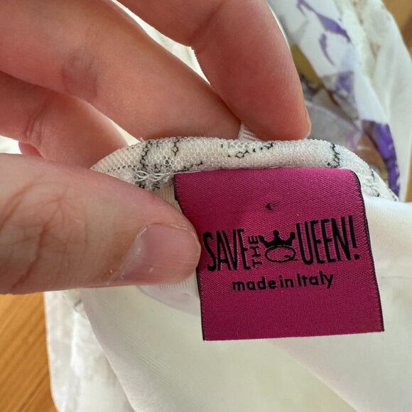 Save the Queen White Maxi Dress Mixed Media Lace Geometric Floral Fairy Y2K M - Picture 9 of 15